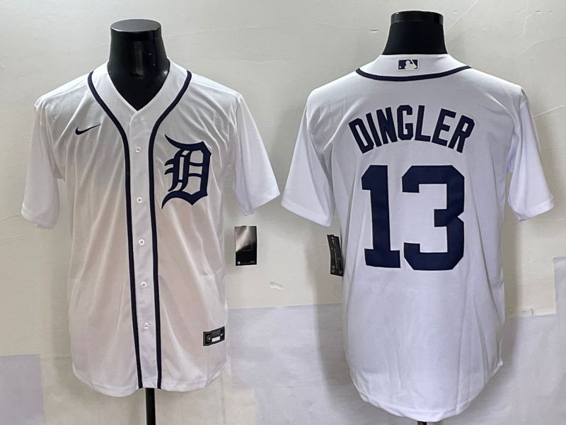 Men 2025 Detroit Tigers #13 Dingler White Game Nike MLB Jersey style 1->detroit tigers->MLB Jersey